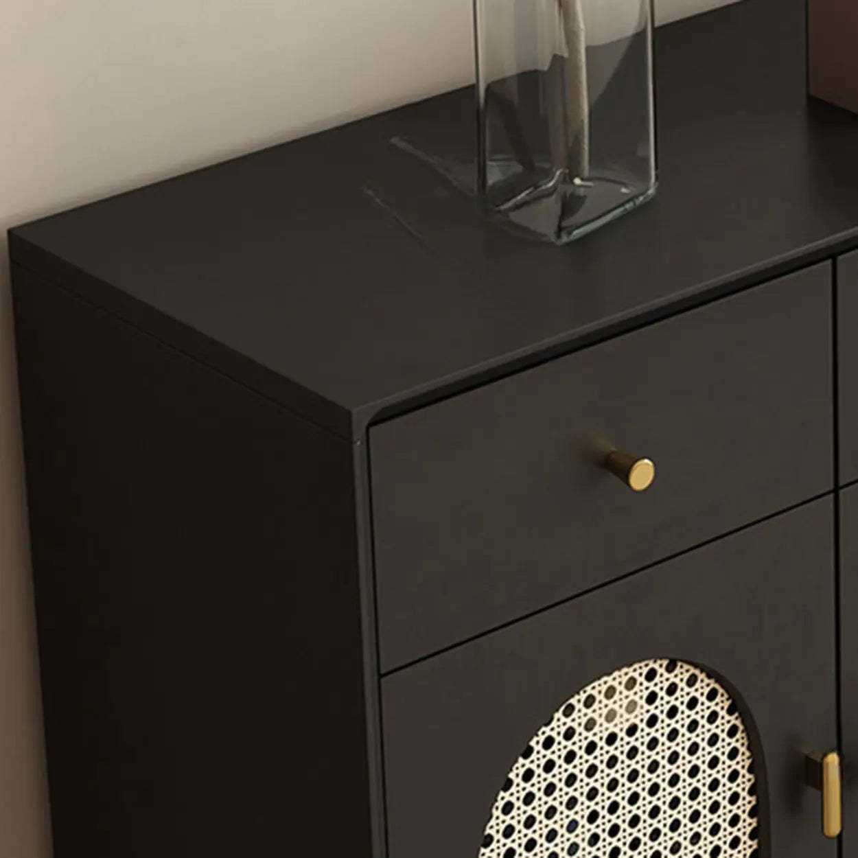 Contemporary Black Wood Hallway Shoe Cabinet