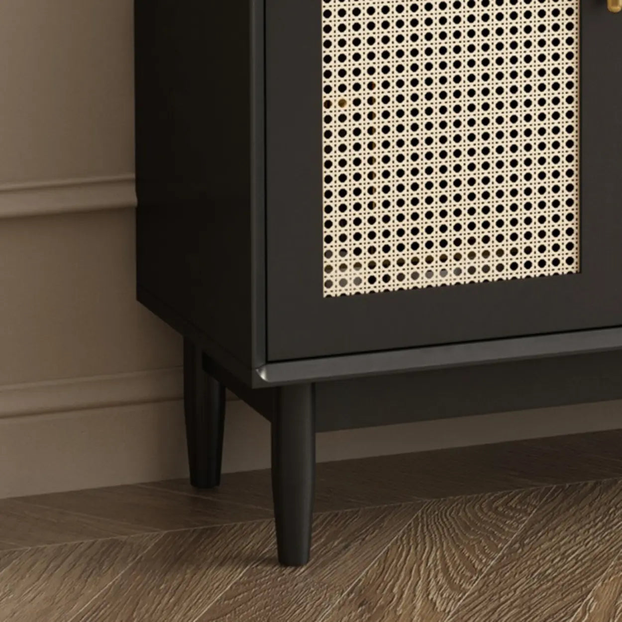 Contemporary Black Wood Hallway Shoe Cabinet