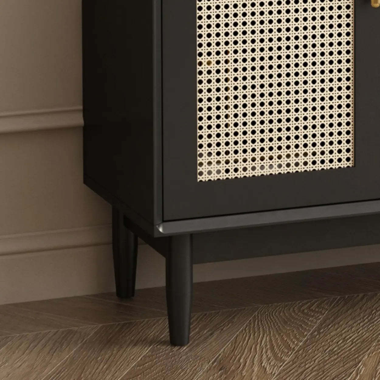 Contemporary Black Wood Hallway Shoe Cabinet