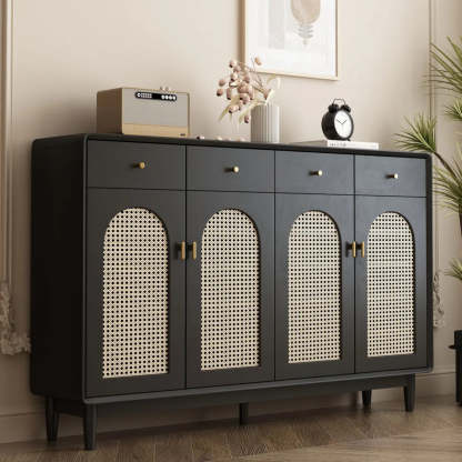 Contemporary Black Wood Hallway Shoe Cabinet