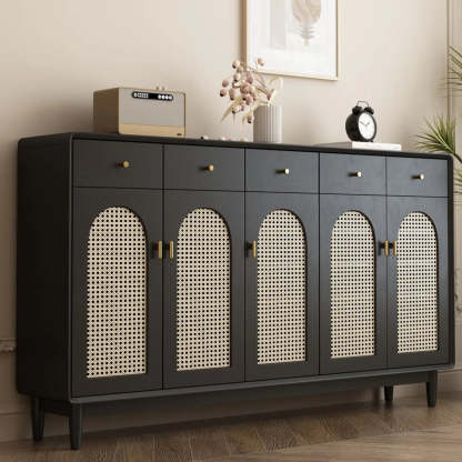 Contemporary Black Wood Hallway Shoe Cabinet