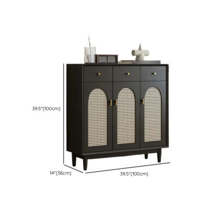 Contemporary Black Wood Hallway Shoe Cabinet