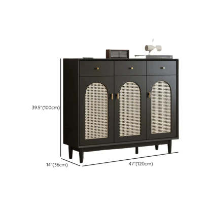 Contemporary Black Wood Hallway Shoe Cabinet