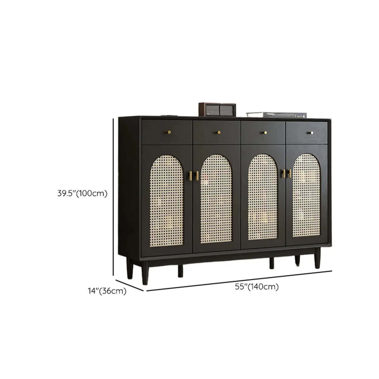 Contemporary Black Wood Hallway Shoe Cabinet