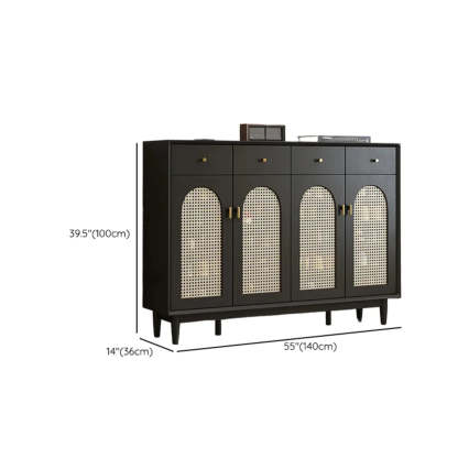 Contemporary Black Wood Hallway Shoe Cabinet