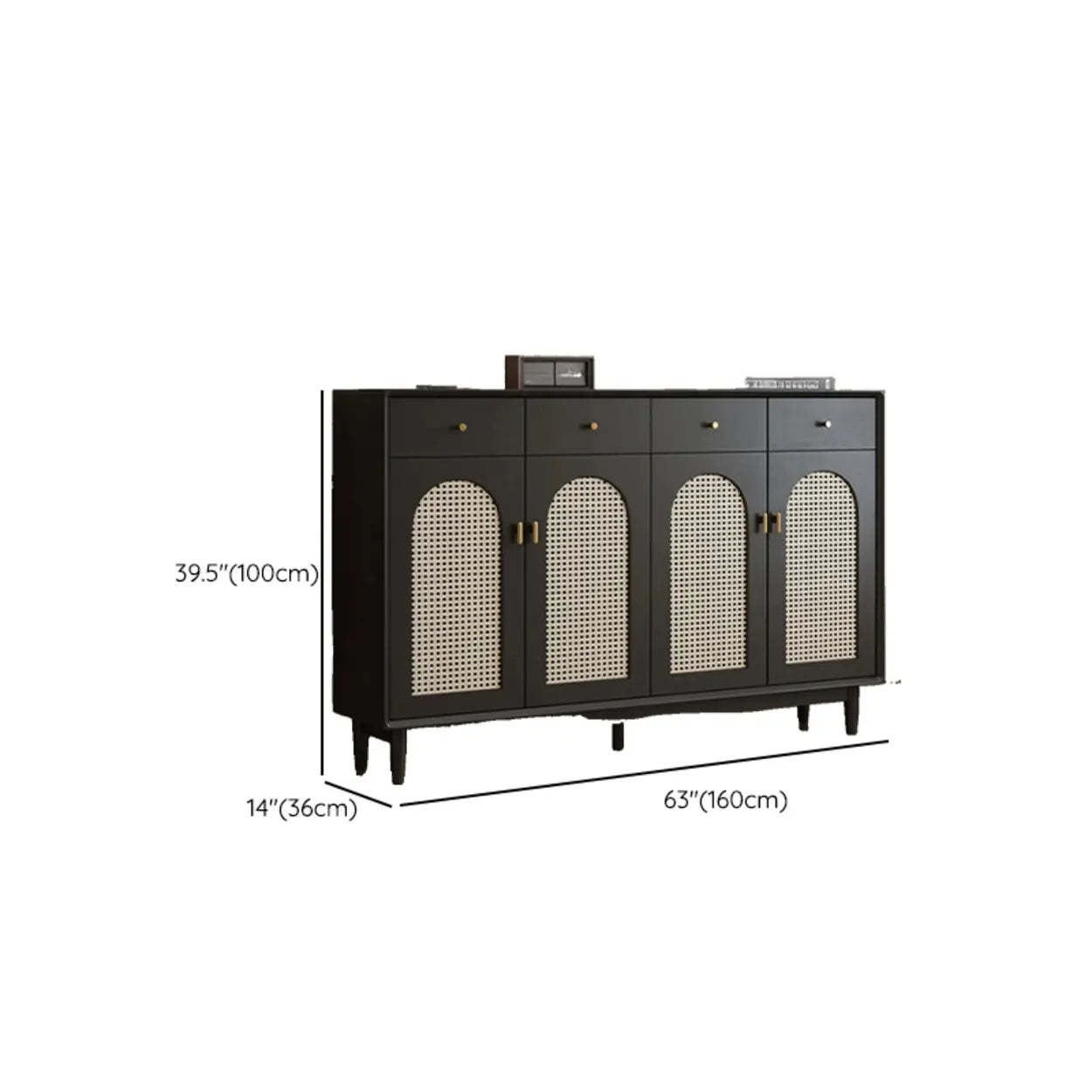 Contemporary Black Wood Hallway Shoe Cabinet