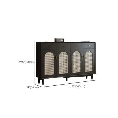 Contemporary Black Wood Hallway Shoe Cabinet