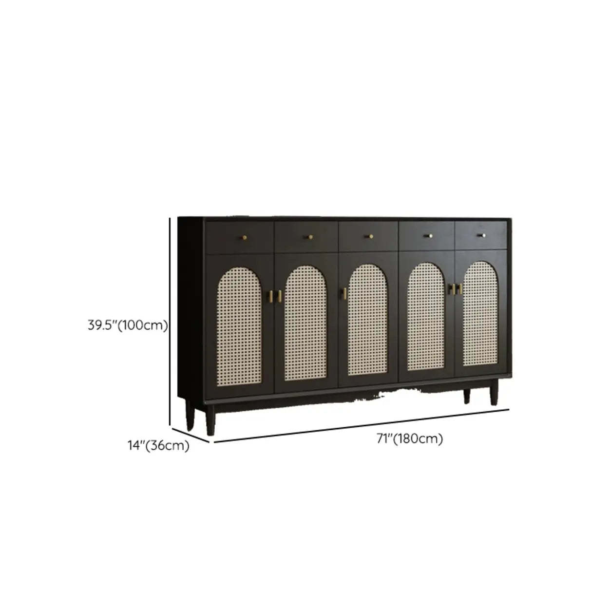 Contemporary Black Wood Hallway Shoe Cabinet