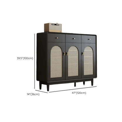 Contemporary Black Wood Hallway Shoe Cabinet