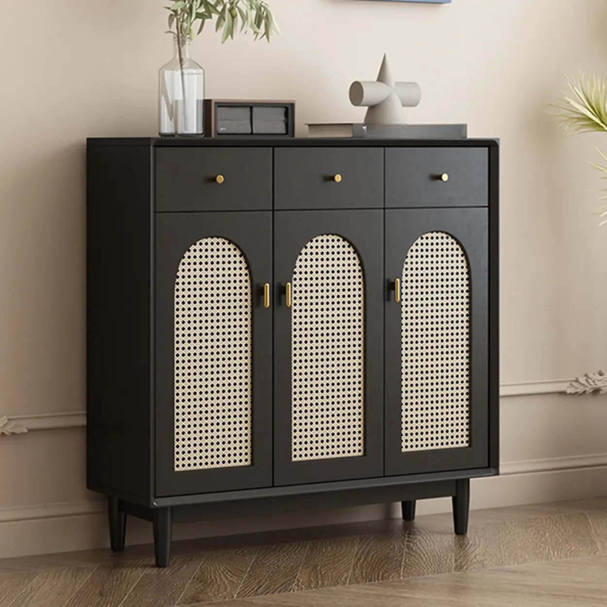 Contemporary Black Wood Hallway Shoe Cabinet — Fillet