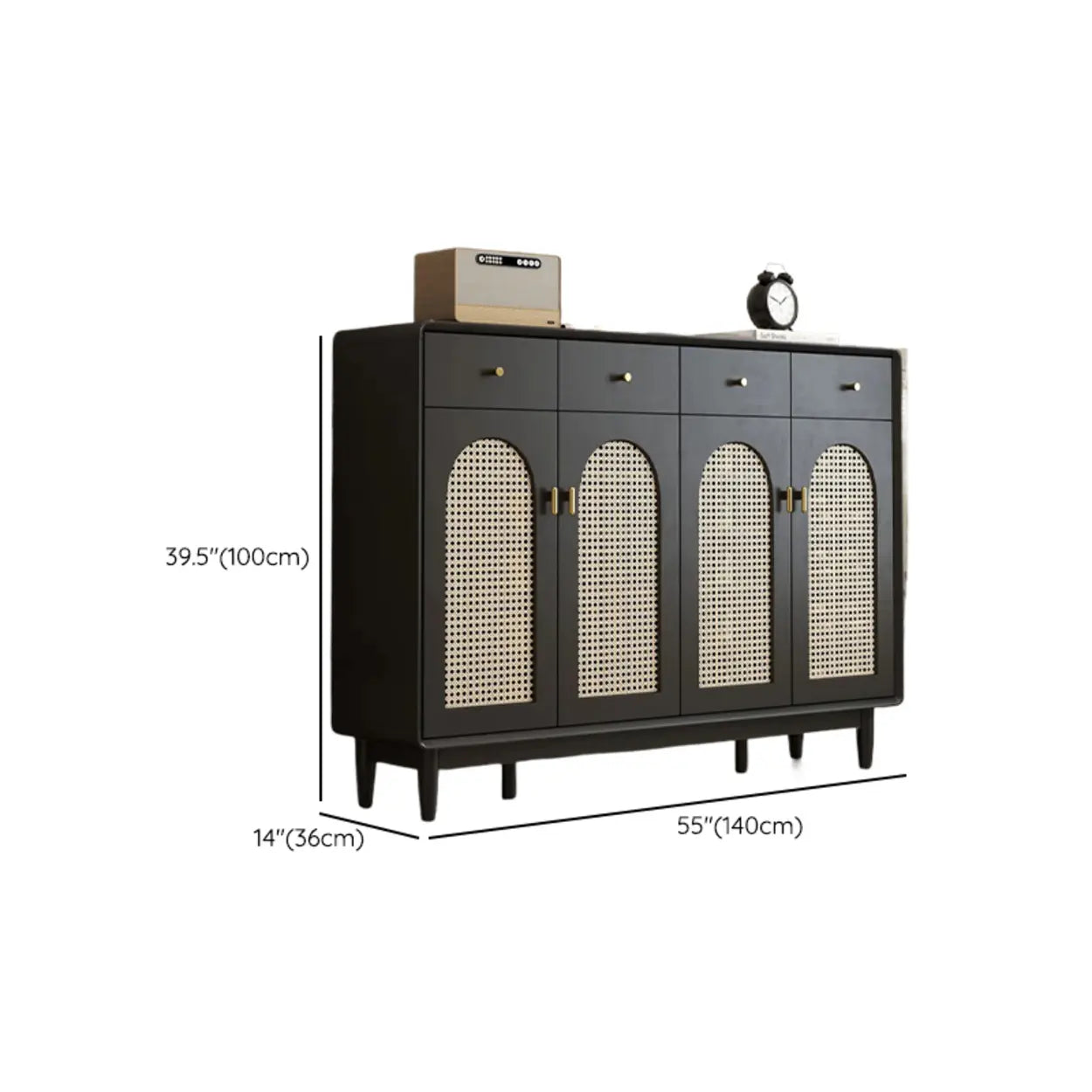 Contemporary Black Wood Hallway Shoe Cabinet