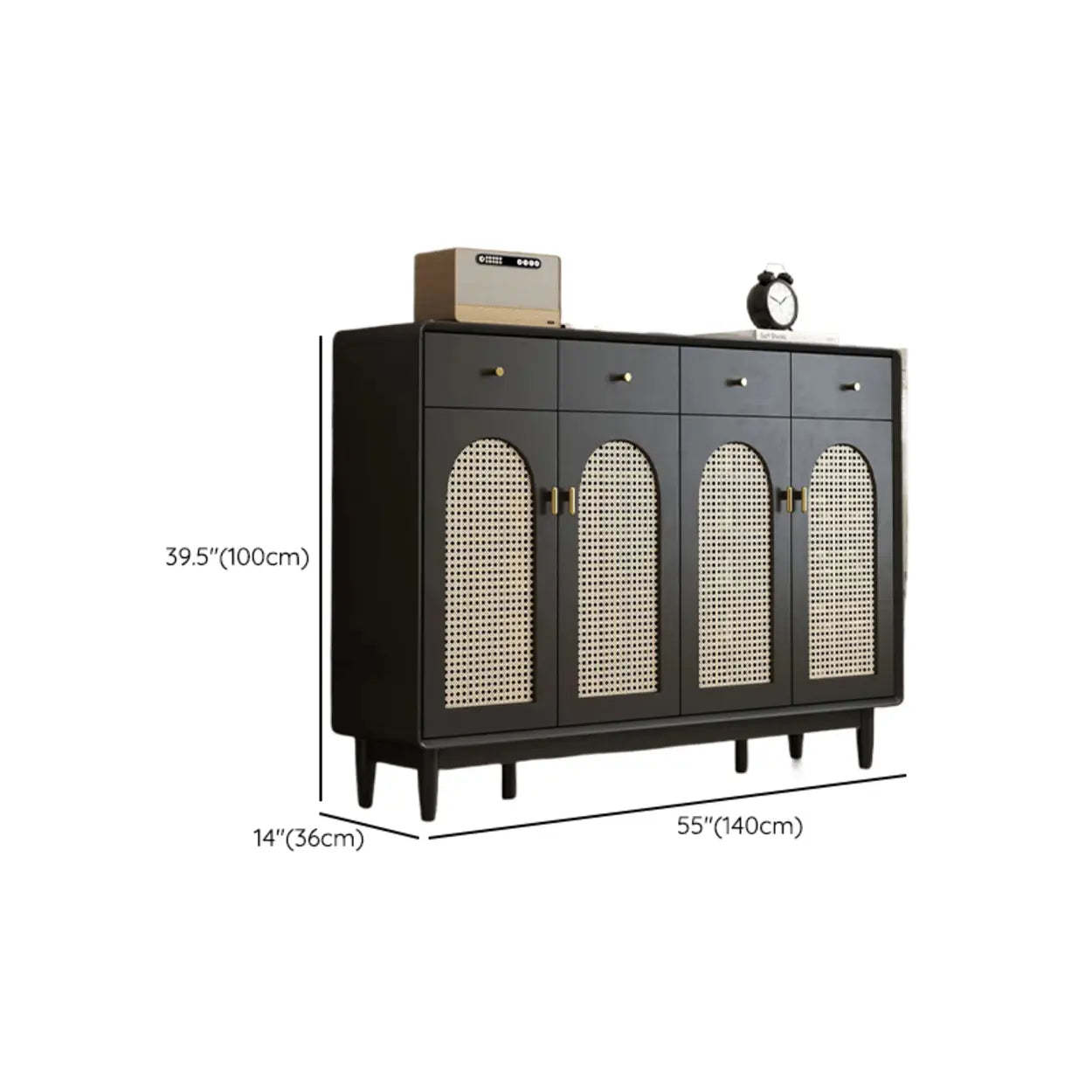 Contemporary Black Wood Hallway Shoe Cabinet
