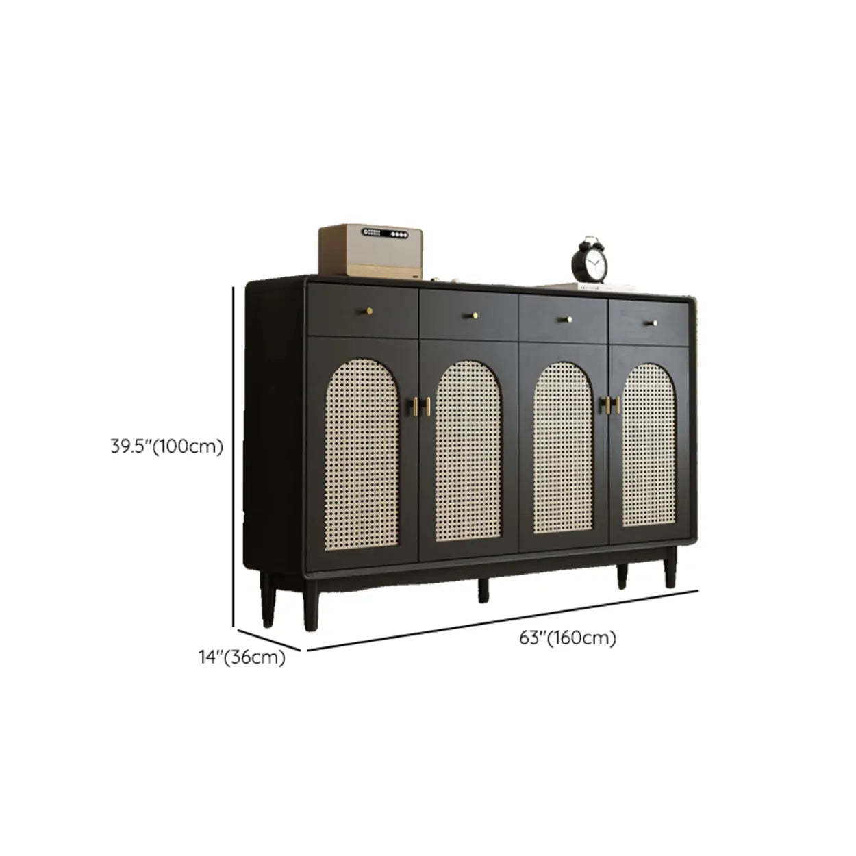 Contemporary Black Wood Hallway Shoe Cabinet