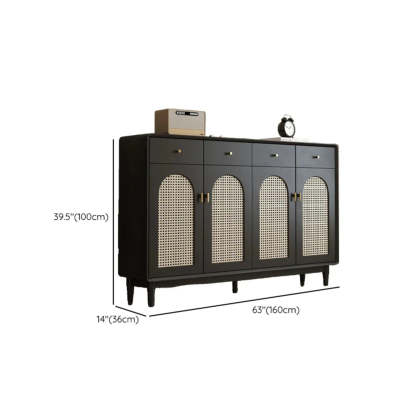 Contemporary Black Wood Hallway Shoe Cabinet
