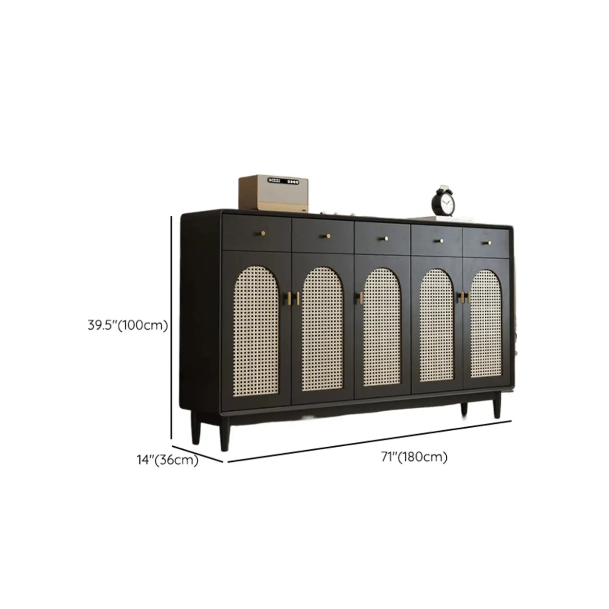 Contemporary Black Wood Hallway Shoe Cabinet