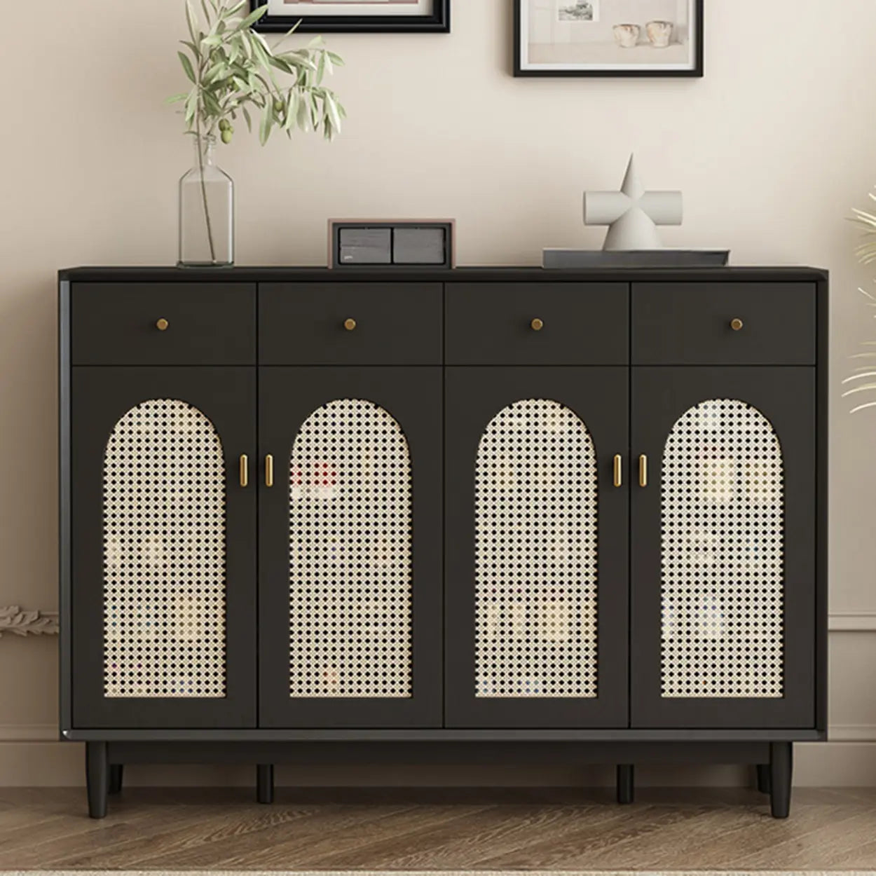 Contemporary Black Wood Hallway Shoe Cabinet — Fillet