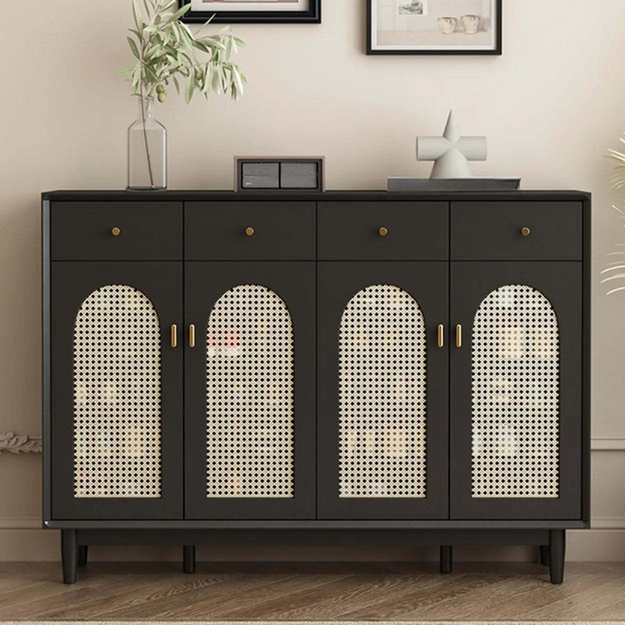 Contemporary Black Wood Hallway Shoe Cabinet — Fillet