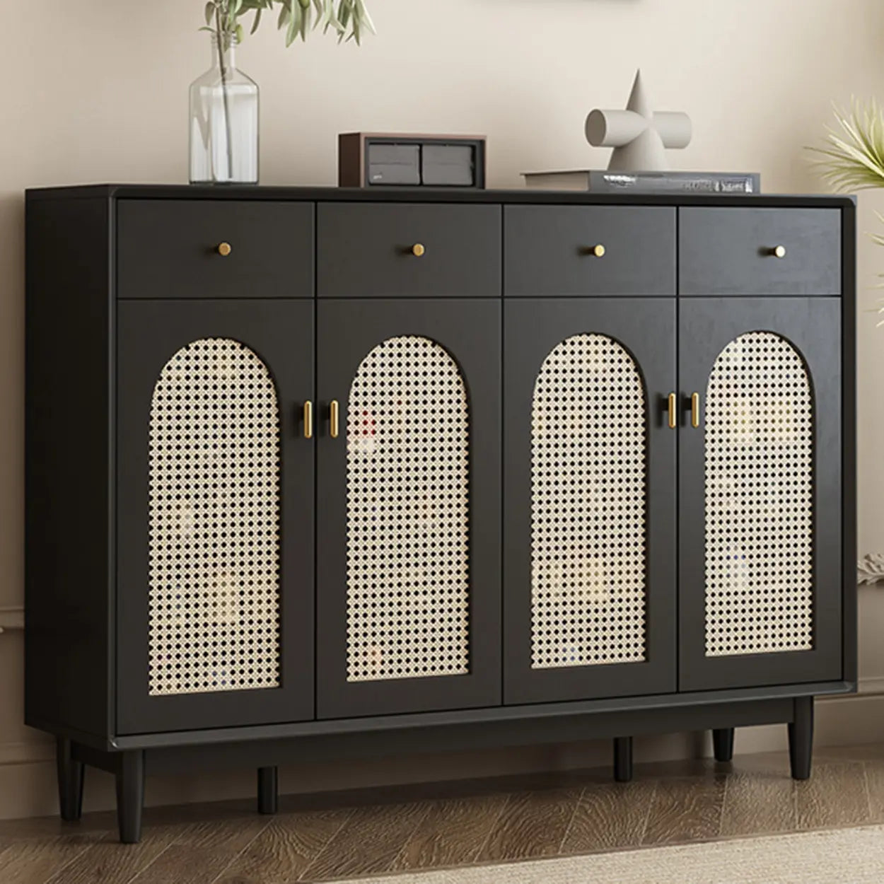 Contemporary Black Wood Hallway Shoe Cabinet — Fillet