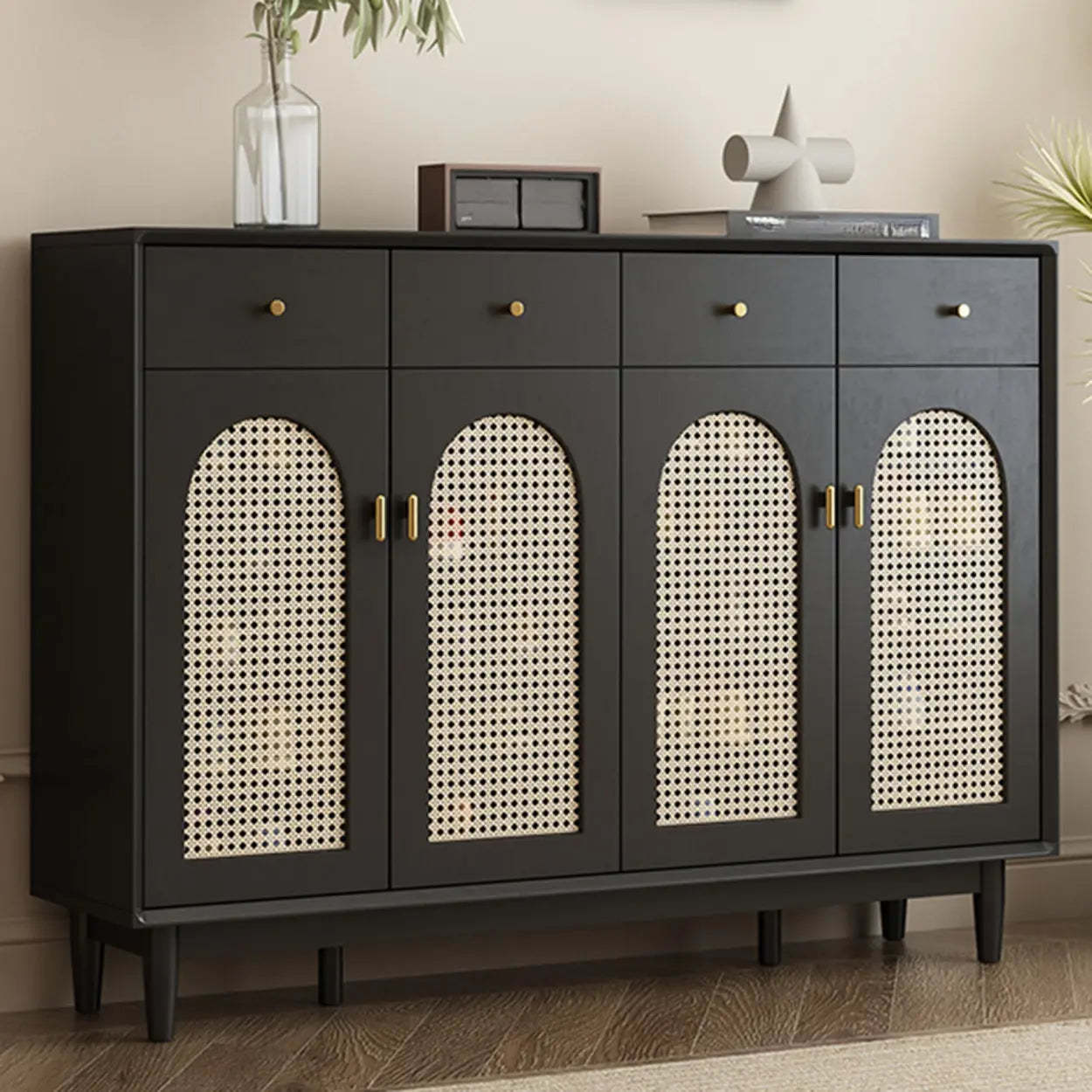 Contemporary Black Wood Hallway Shoe Cabinet — Fillet