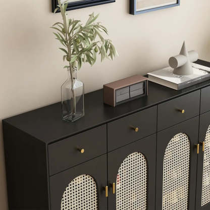 Contemporary Black Wood Hallway Shoe Cabinet — Right Angle