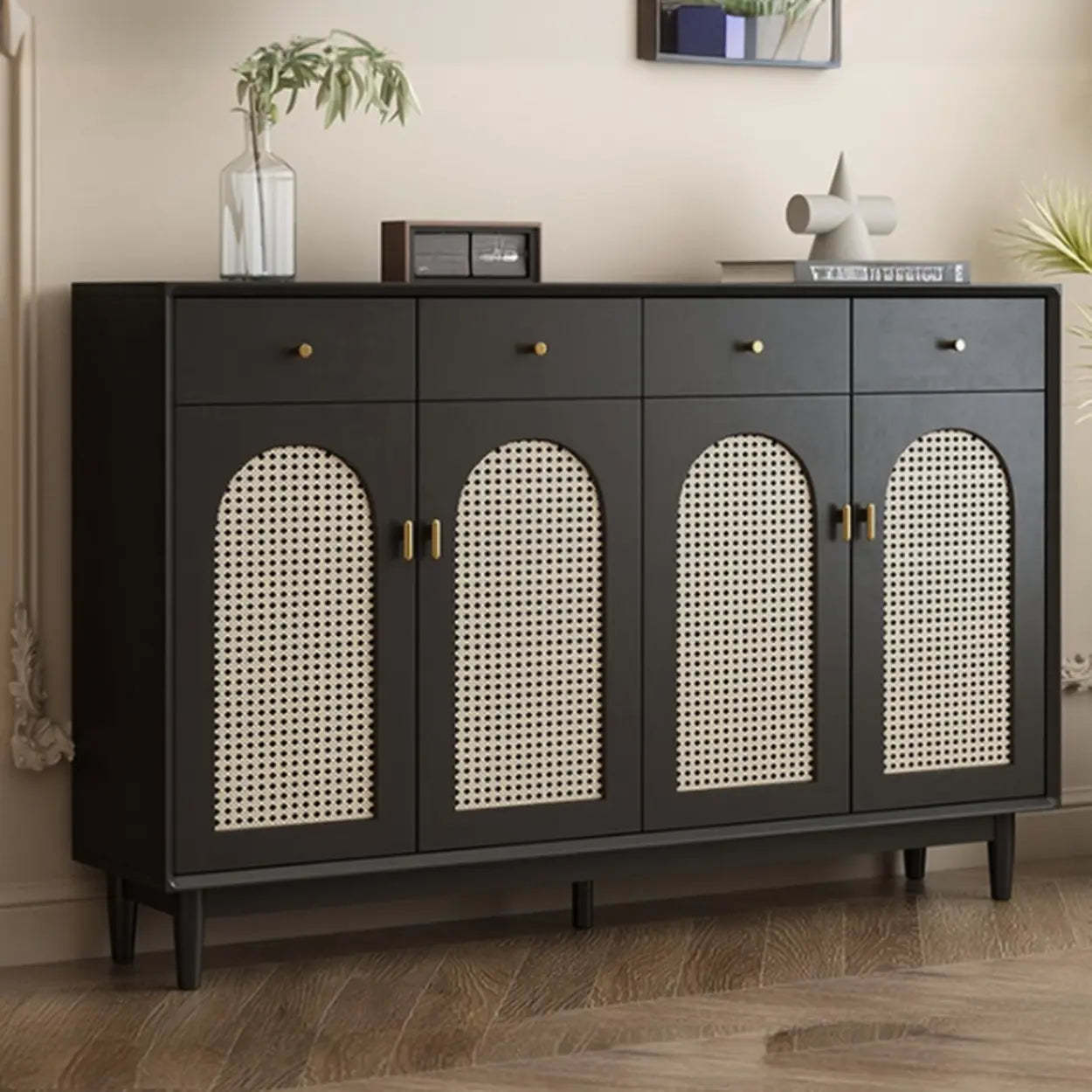Contemporary Black Wood Hallway Shoe Cabinet — Fillet