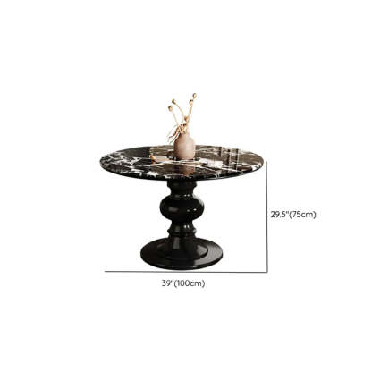 Contemporary Round Black White Stone Dining Table