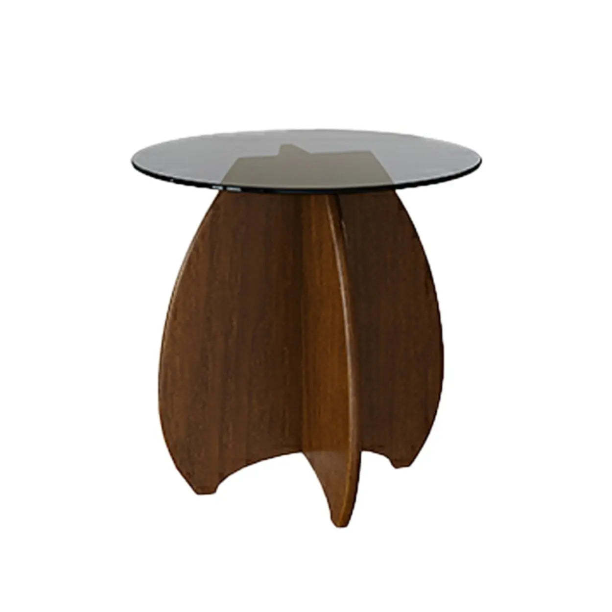 Contemporary Glass Walnut Wood Side Table