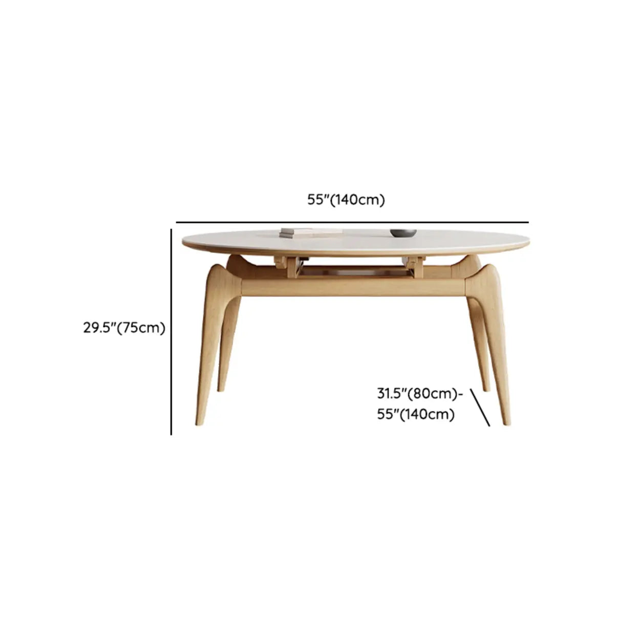 Contemporary Rounded Chalk Slate Extendable Dining Table