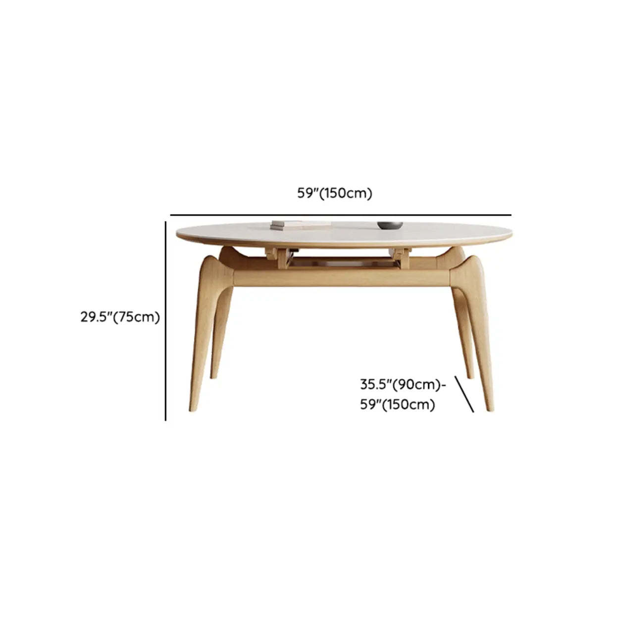 Contemporary Rounded Chalk Slate Extendable Dining Table