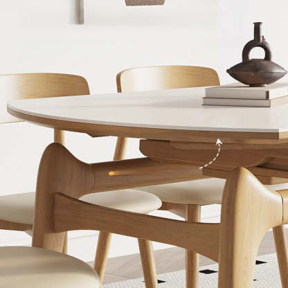 Contemporary Rounded Chalk Slate Extendable Dining Table — Table Only