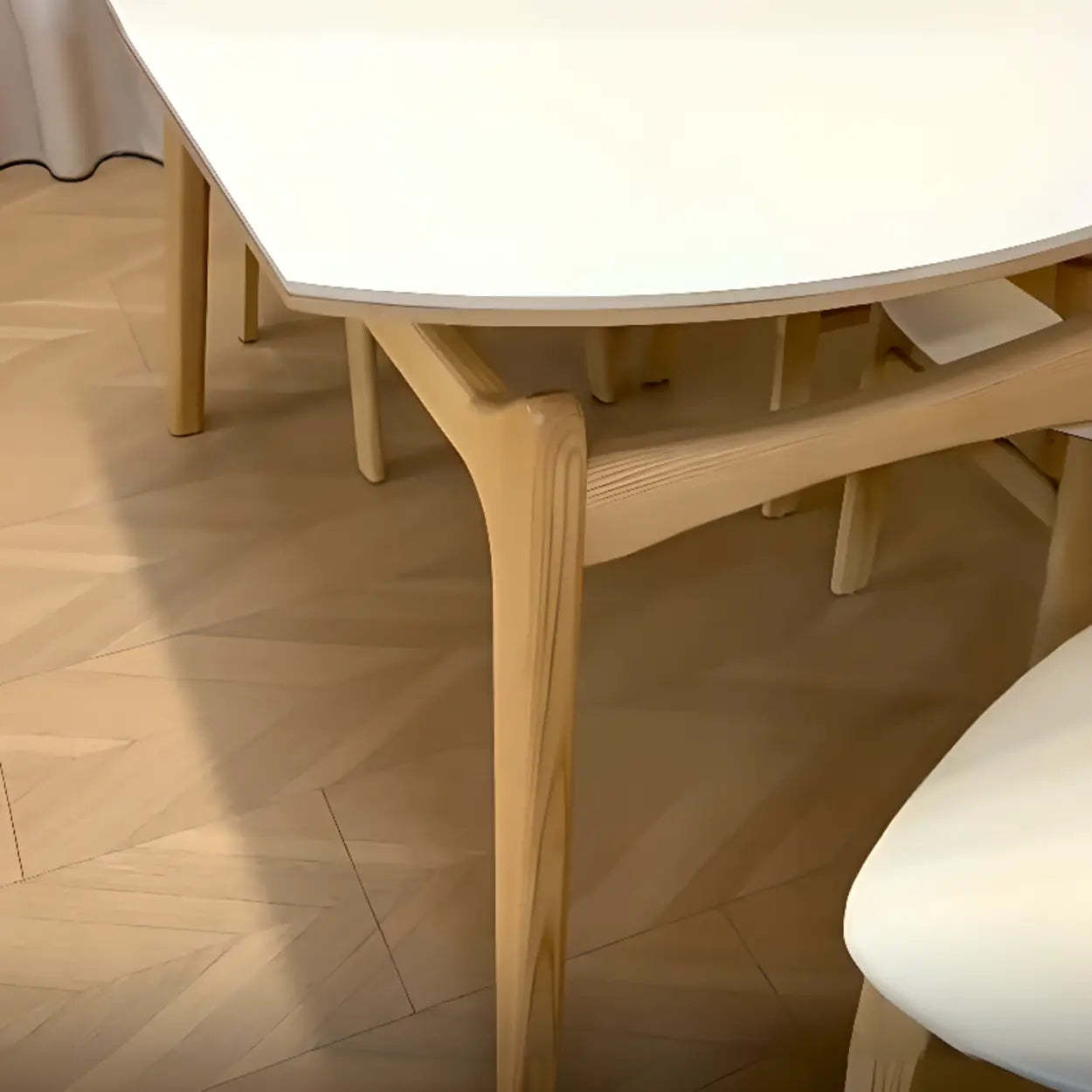Contemporary Rounded Chalk Slate Extendable Dining Table