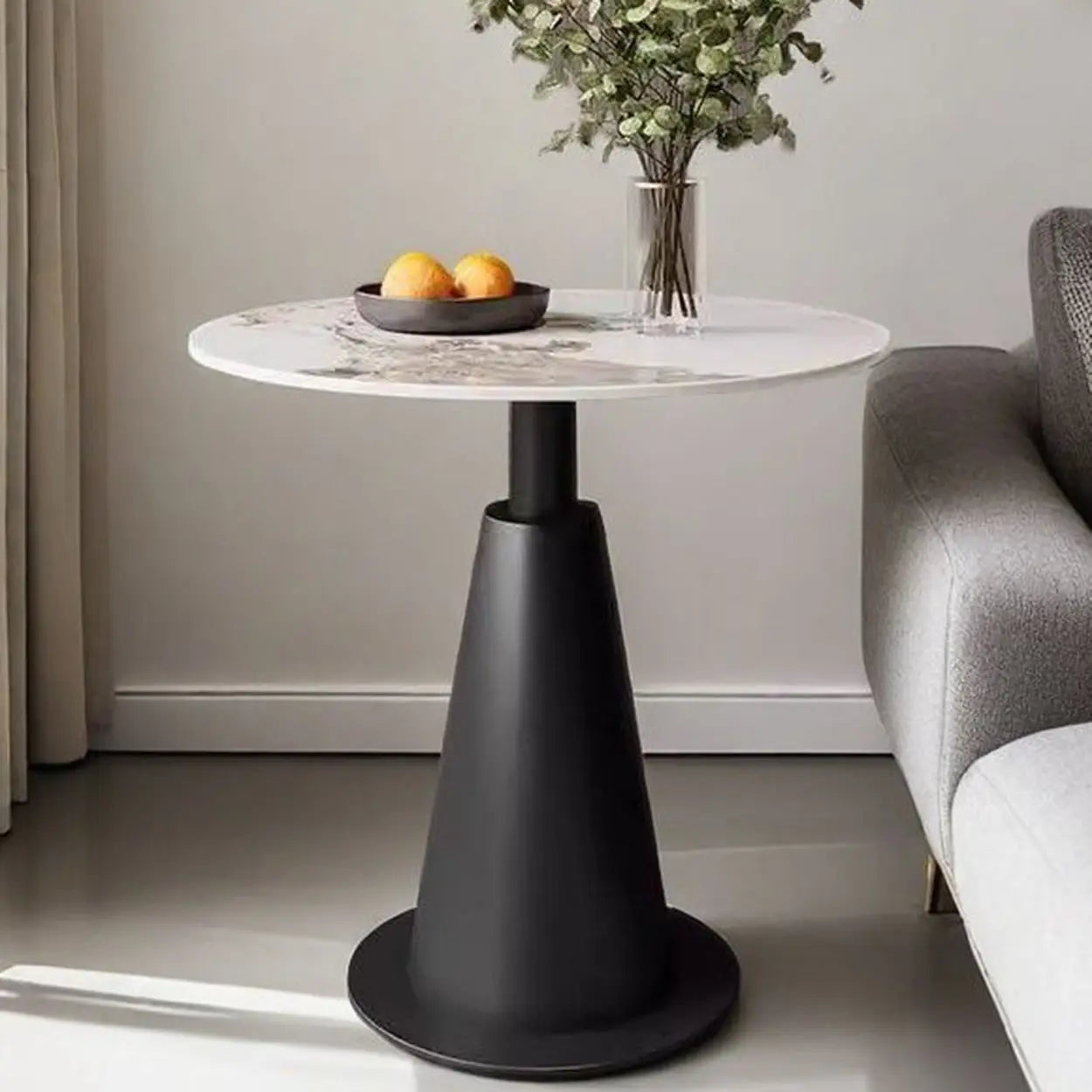 Sintered Stone Circular Pedestal Chairside Table