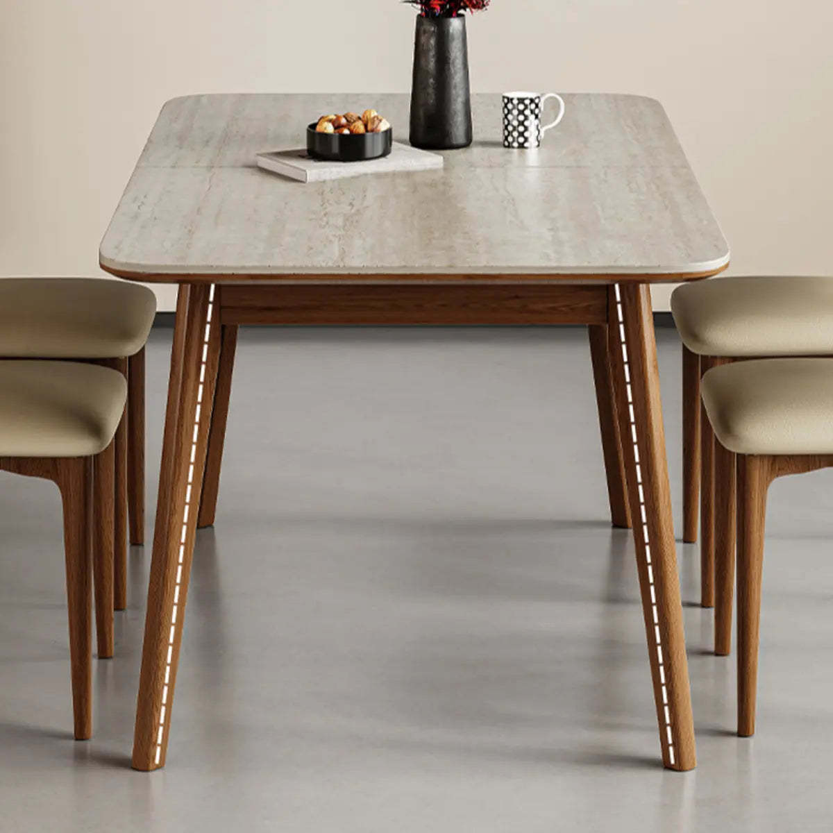 Contemporary Slate-Top Extendable Dining Table