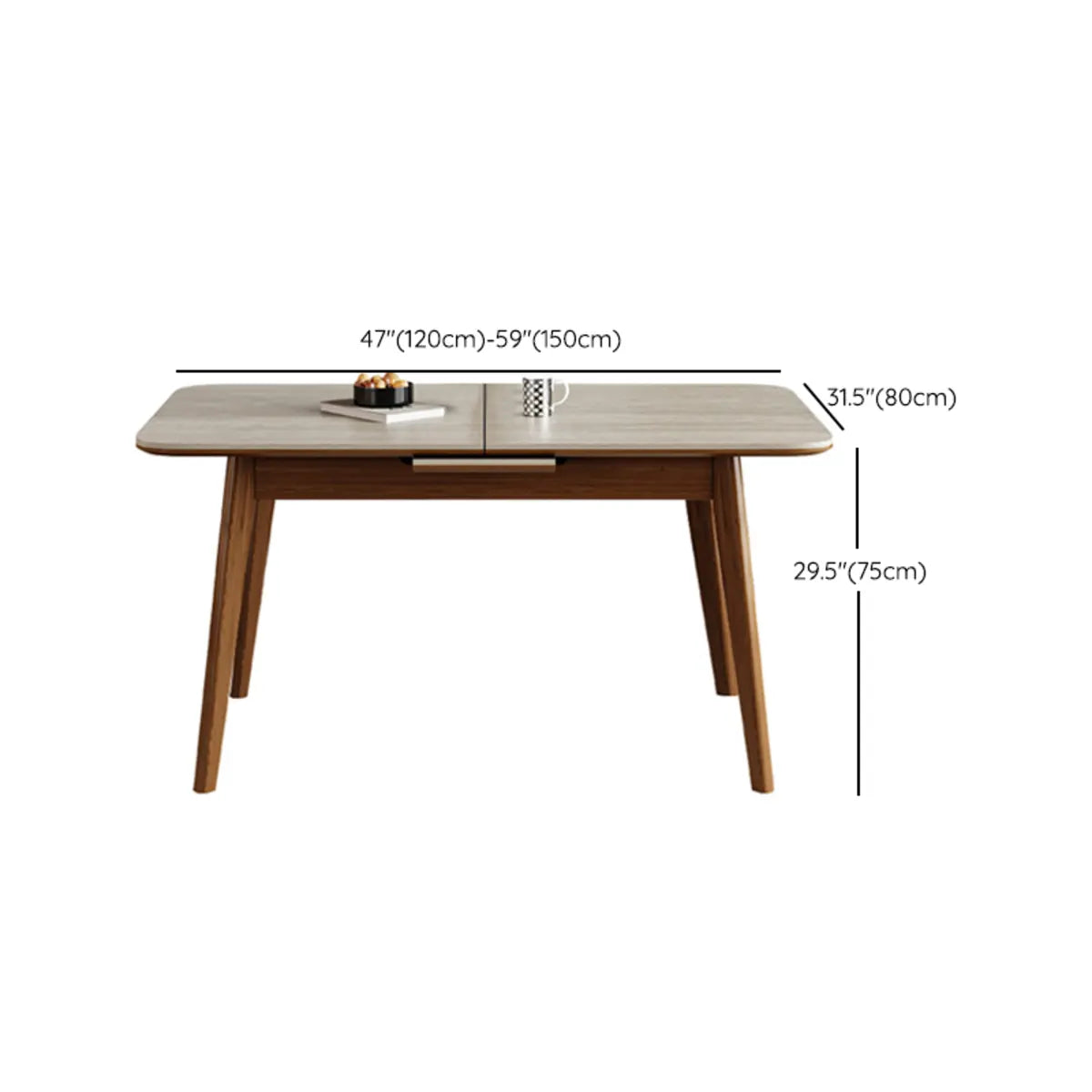 Contemporary Slate-Top Extendable Dining Table