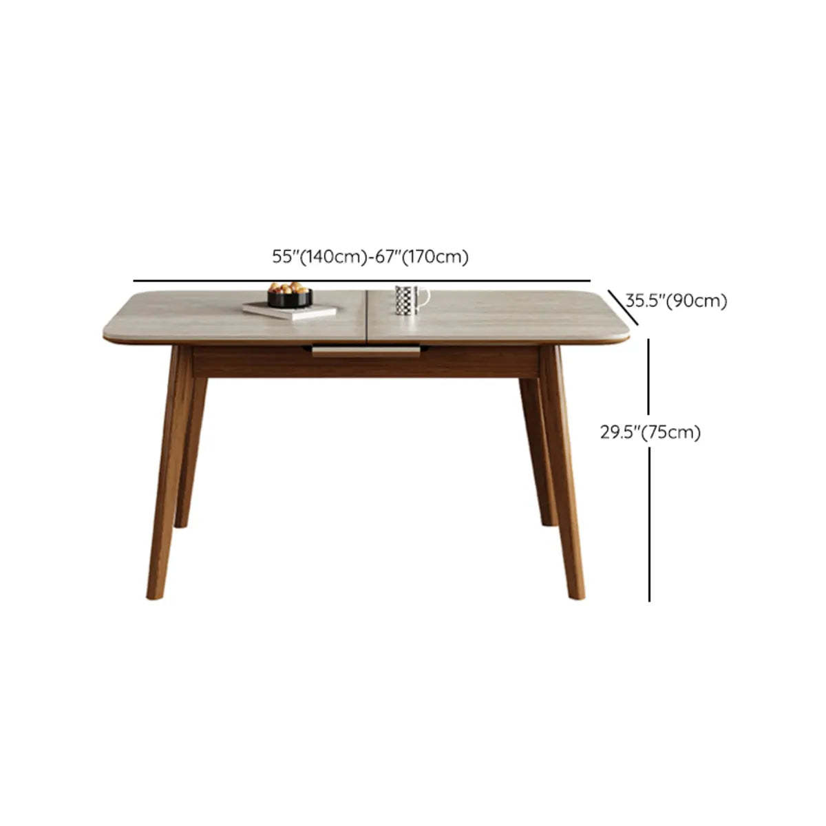 Contemporary Slate-Top Extendable Dining Table