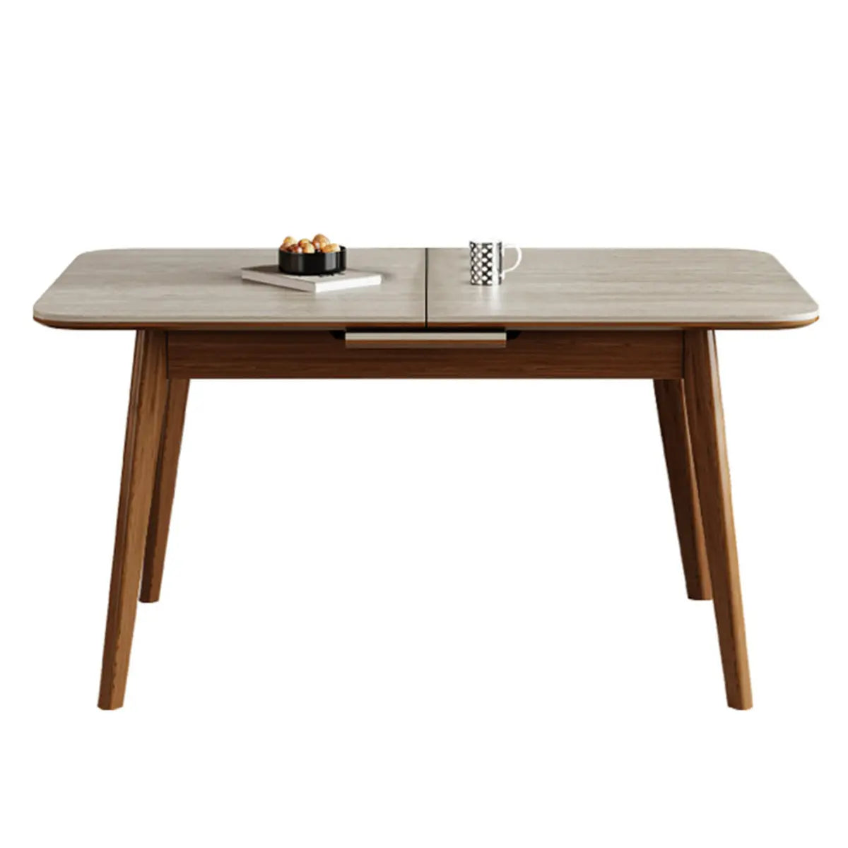 Contemporary Slate-Top Extendable Dining Table — Without Chairs
