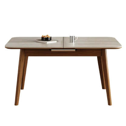 Contemporary Slate-Top Extendable Dining Table — Without Chairs