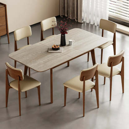 Contemporary Slate-Top Extendable Dining Table — Without Chairs
