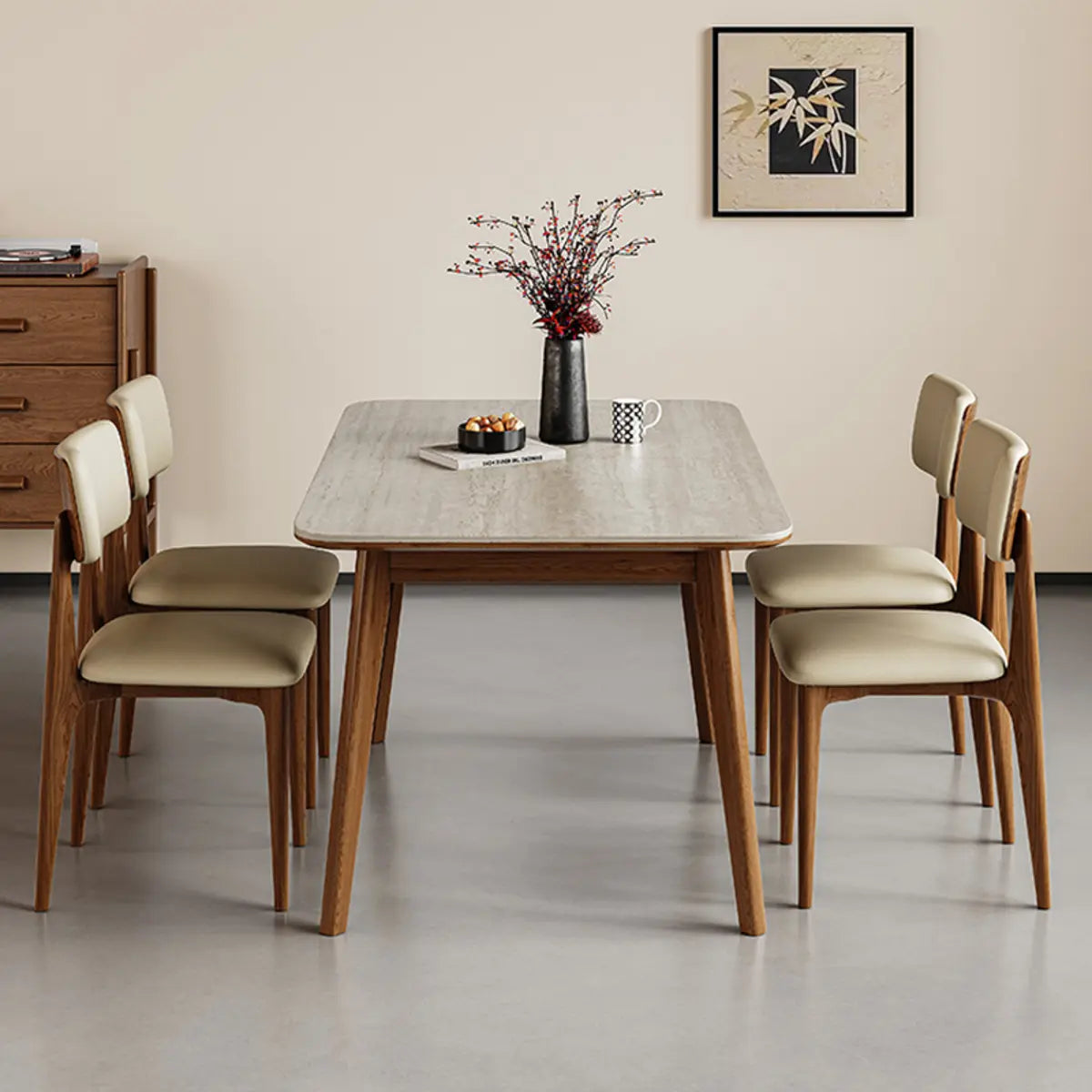 Contemporary Slate-Top Extendable Dining Table — Without Chairs