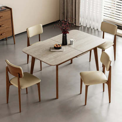 Contemporary Slate-Top Extendable Dining Table — Without Chairs