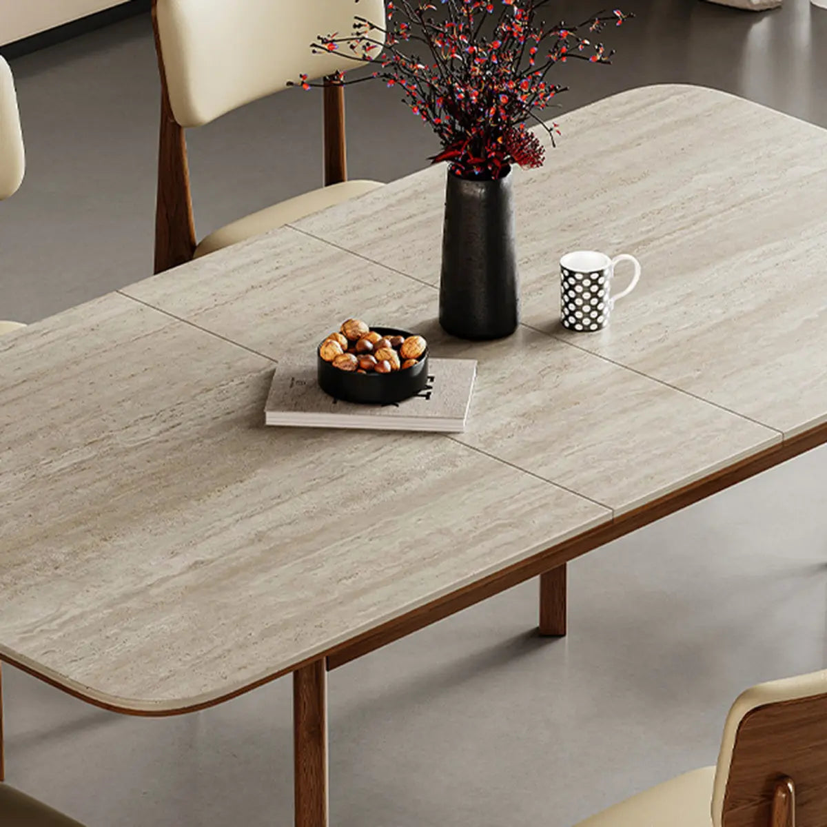Contemporary Slate-Top Extendable Dining Table