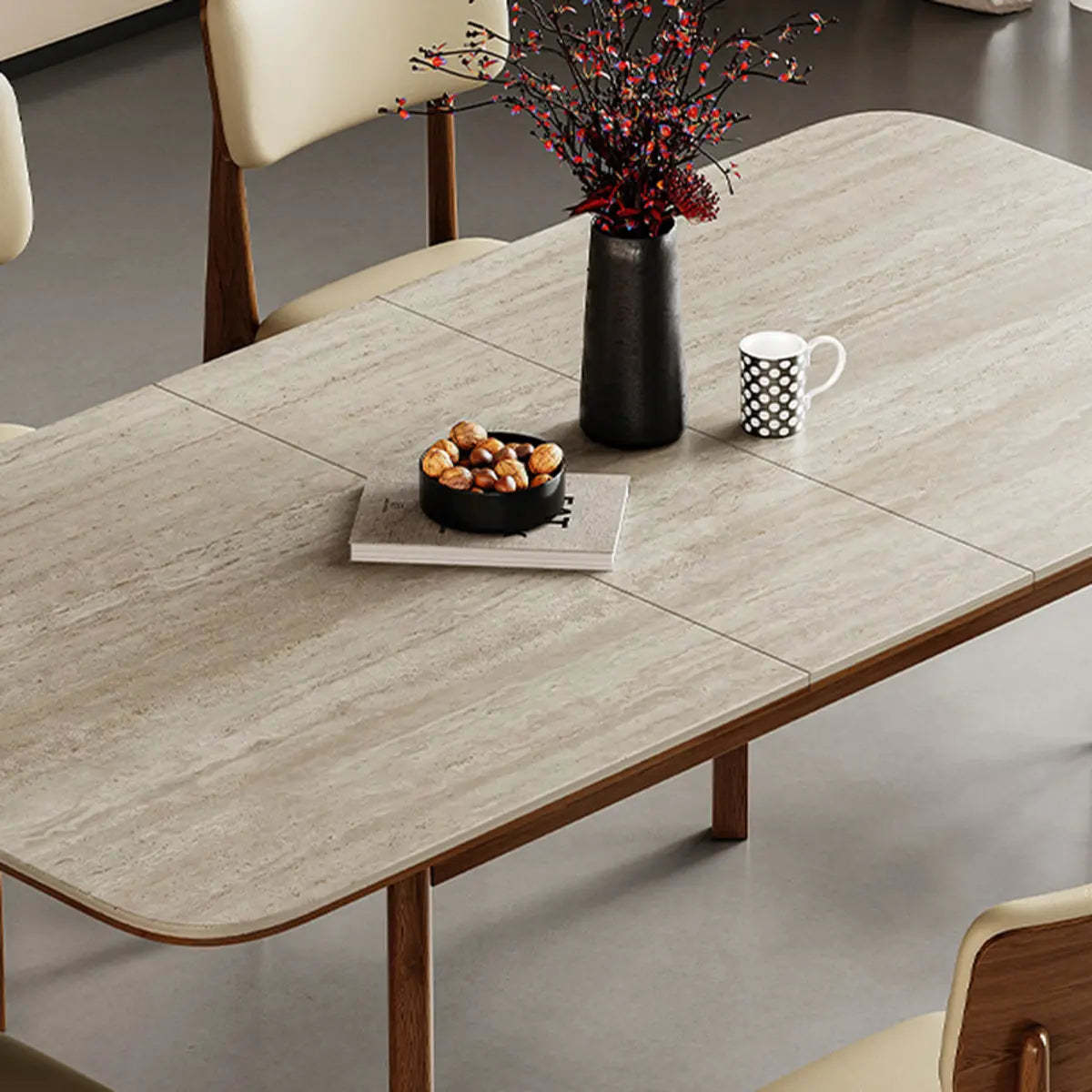 Contemporary Slate-Top Extendable Dining Table