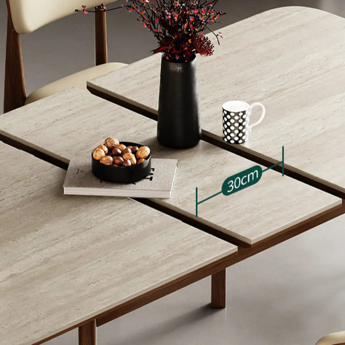 Contemporary Slate-Top Extendable Dining Table