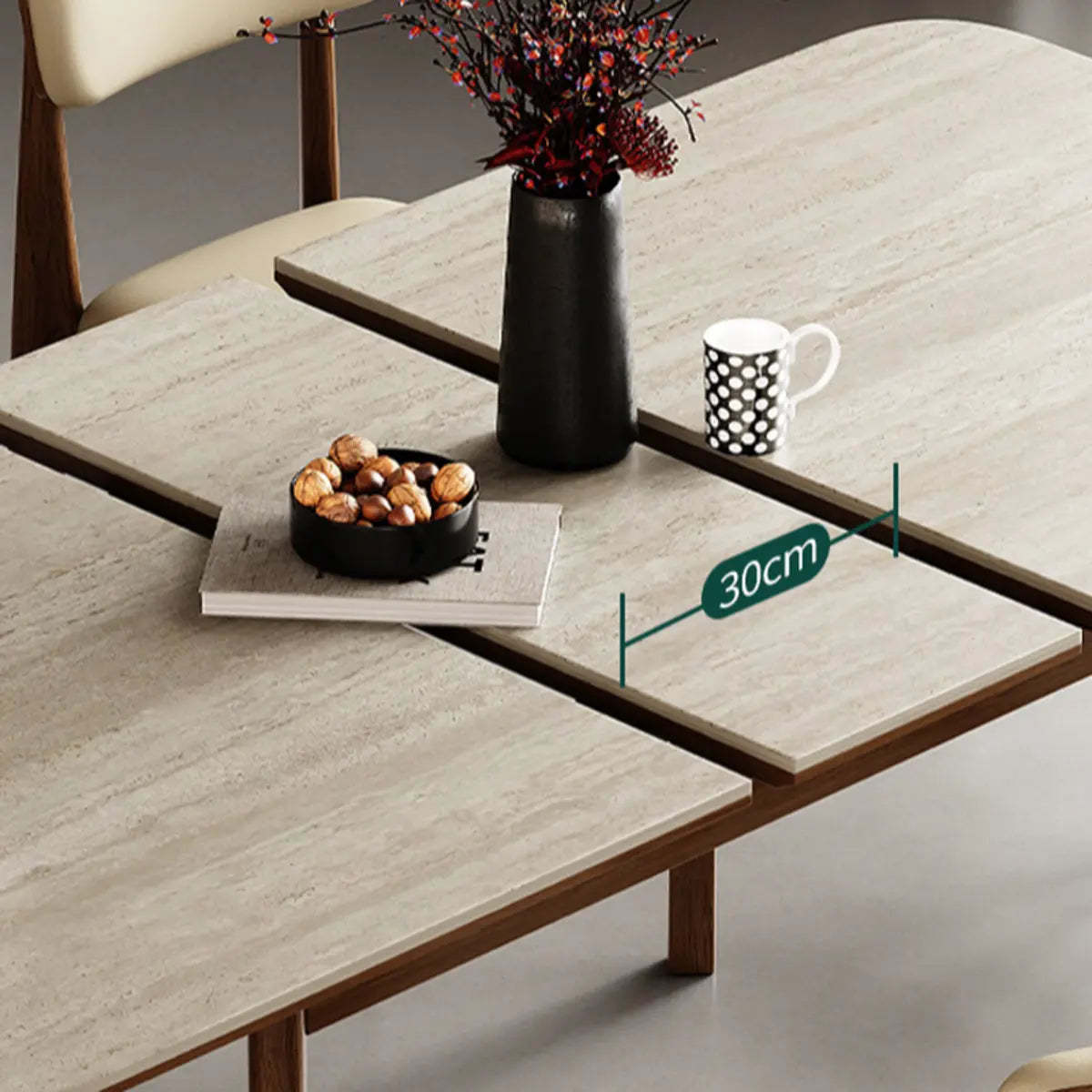 Contemporary Slate-Top Extendable Dining Table