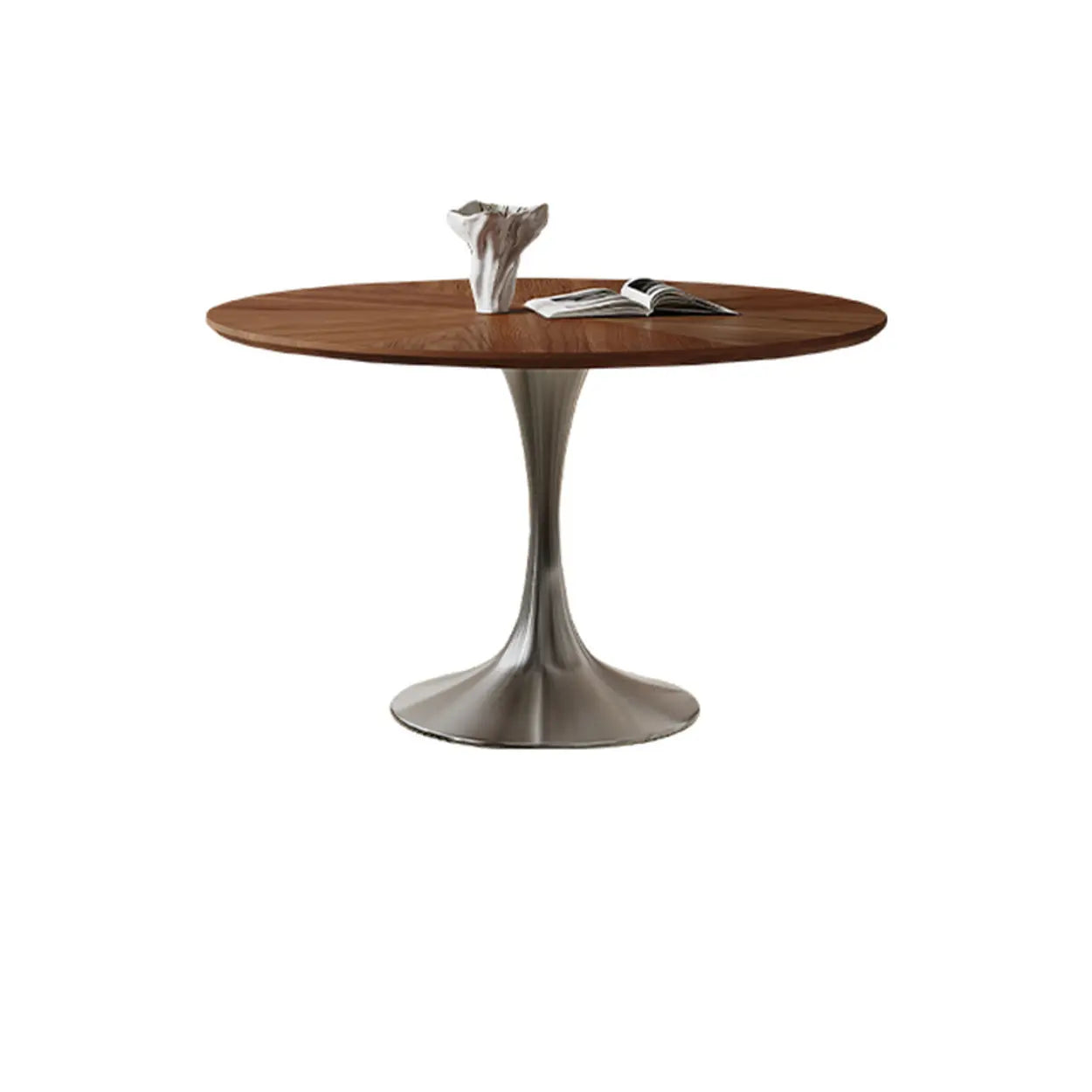 Round Wood Dining Table with Metal Base