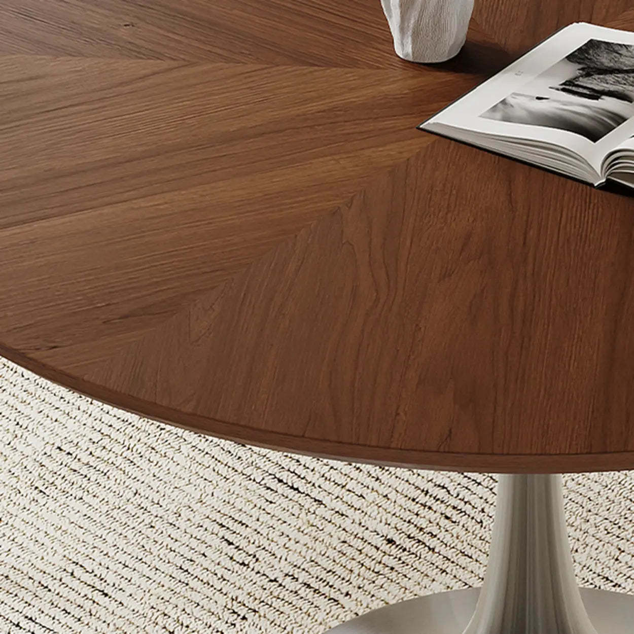 Modern base round metal dining tables — 39.4"L x 39.4"W x 29.5"H