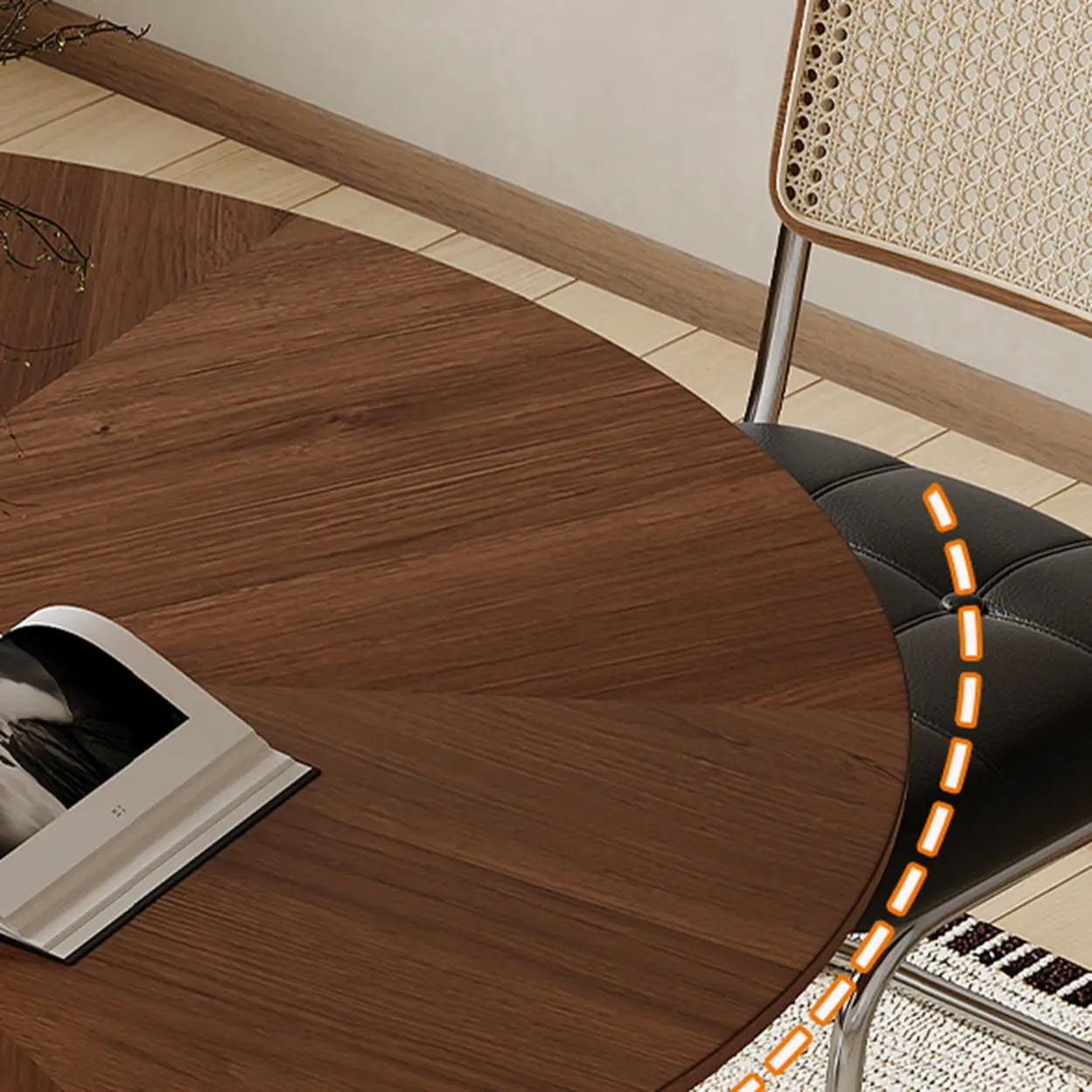 Modern round base dining tables in metal — 43.3"L x 43.3"W x 29.5"H