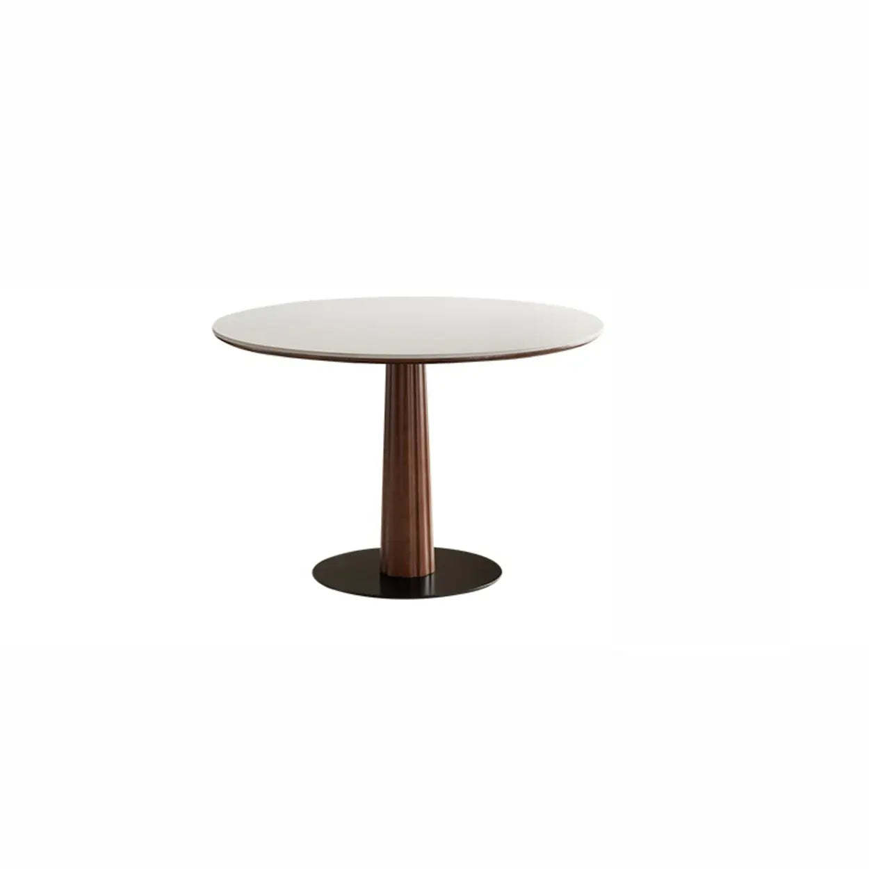 Contemporary Small Round Stone Wood Dining Table — Black / Table Only