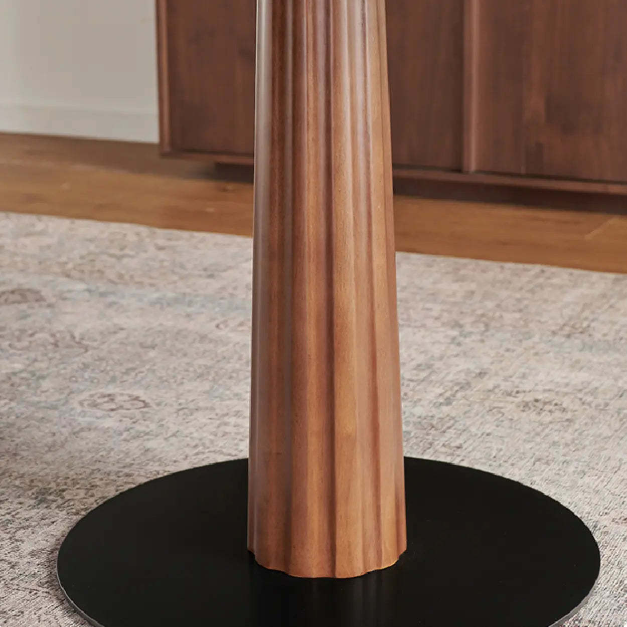 Contemporary Small Round Stone Wood Dining Table — White / Table Only