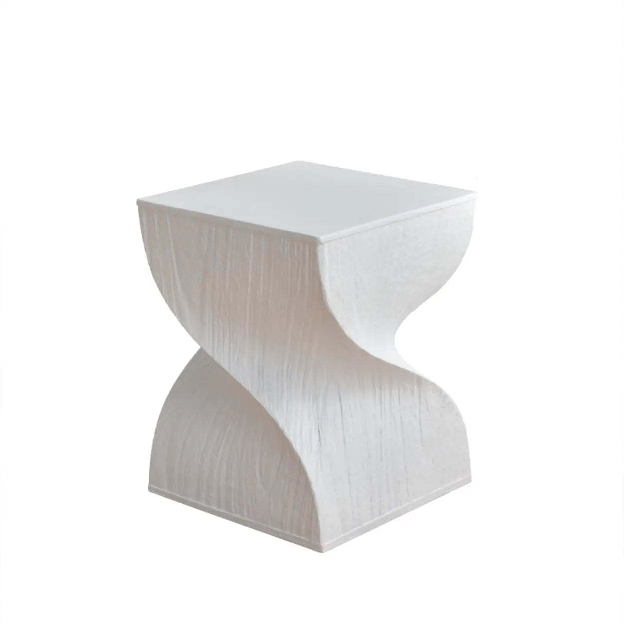 Square Sculpted Twisted Pedestal Side Table